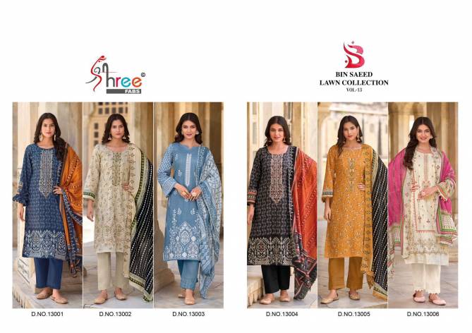 Bin Saeed Lawn Collection Vol 13 Embroidery Cotton Dress Material Wholesale Online